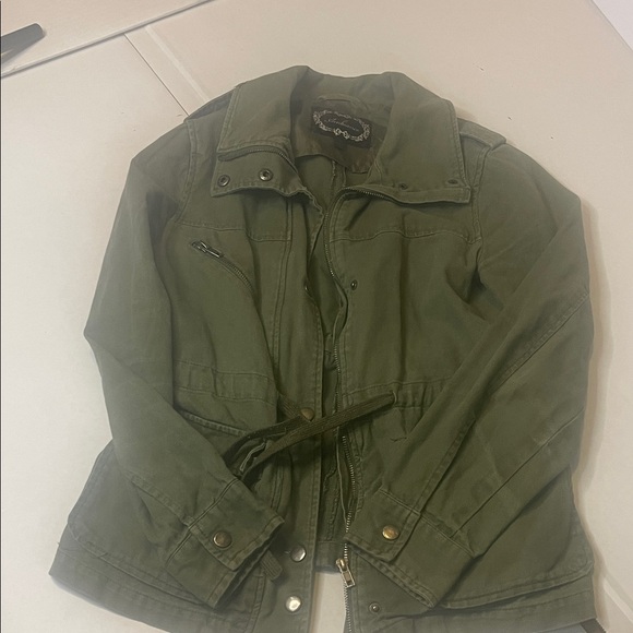 Ambiance Olive Green Jean Jacket - Picture 5 of 7